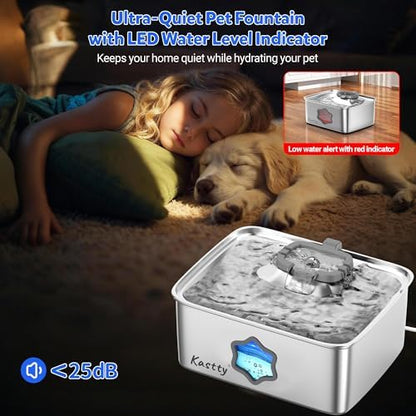 Kastty 4Gal/15L Stainless Steel Dog Water Fountain for Pets, Inside, FS81 - Image 3