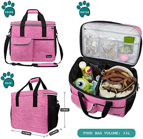 PetAmi Dog Travel Bag Organizer, Pet Supplies Tote Diaper Bag, Pink Large - Image 2