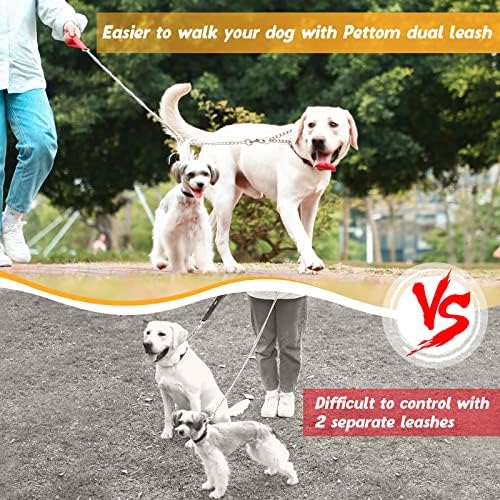 PETTOM Heavy Duty 2 Way Dog Lead Metal Chain Double Pet Clip Leash Coupler 360° Swivel No Tangle Dog Walking & Training Lead (M 3.5mm*60cm, Silver) - Image 5