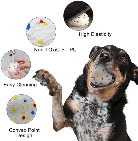MEKAPLE Dog Balls 2.5 Inch, Indestructible Dogs Tennis Balls 6 Pack for Aggressive Chewers, Durable Bouncy Floating Interactive Dog Toys for Large and Medium Dogs, Packed in Mesh Bag (ETPU Material) - Image 3