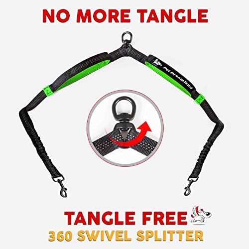 Pet Dreamland Exquisite Double Dog Coupler No Tangle Swivel for Two Medium Dogs. Premium Quality Attachment for Easy Dog Walking. You Will Absolutely Love This Amazing Gear (Black & Green) - Image 6