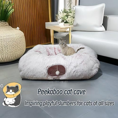 XxingSheep Extra Large Cat Tunnel Bed Plush Cat Cave for Indoor Cats - Image 2