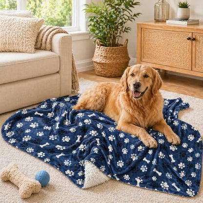Dog Blanket Waterproof, Reversible Sherpa Fleece Sofa Protector 40x30 Blue by AIWEKDOGBLANKETS