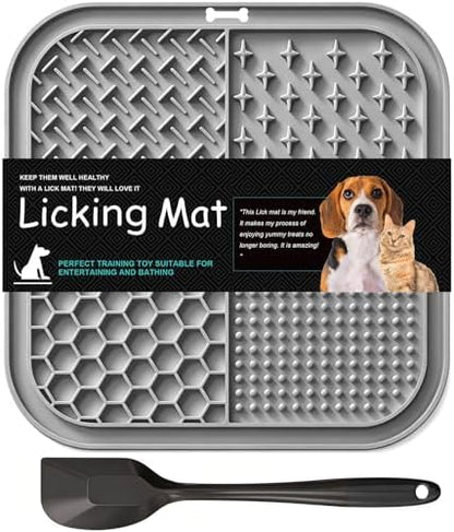 Licking Mat for Dogs & Cats with Suction Cups, 1 Pack Square Dog Slow Feeder Lick Pat for Anxiety Relief & Boredom, Dog Toys to Keep Them Busy, Pets Bathing Training Grooming Mat 7.8*7.8 inches by Unknown