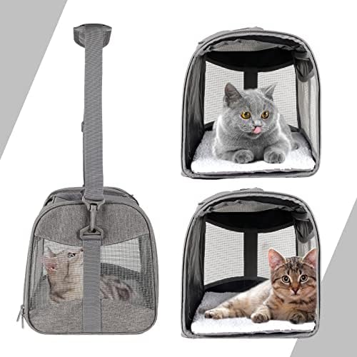 Cat Carrying Case - Pet Carrier Airline Approved, Protable and Breathable Pet Travel Carrier Removable Fleece Pad, Collapsible Cat Carrier Dog Carrier for Medium Cats Small Cats Dogs (X-Large, Grey) - Image 3