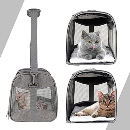 Cat Carrying Case - Pet Carrier Airline Approved, Protable and Breathable Pet Travel Carrier Removable Fleece Pad, Collapsible Cat Carrier Dog Carrier for Medium Cats Small Cats Dogs (X-Large, Grey) - Image 3