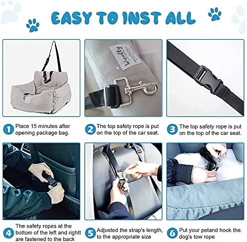 Aidou Dog Booster Seat for Small to Large Dogs & Cats, Travel Car Seat with Storage & Home Use (Midium Blue) - Image 5