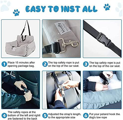 Aidou Dog Car Seat Booster for Small to Large Dogs & Cats, Safety Seat with Storage & Dual-use for Car & Home (Medium Pink) - Image 5