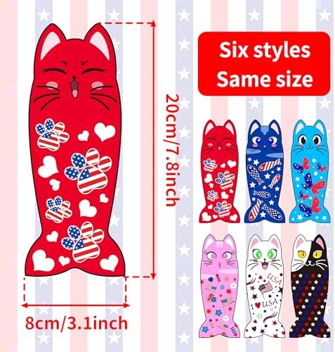 Patriotic Cat Catnip Toys with Crinkle for Indoor Cats 6 Pack - Image 2