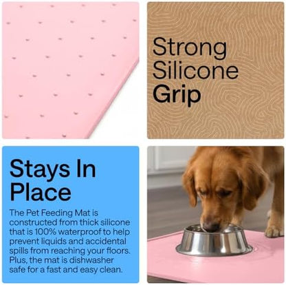 GORILLA GRIP Dog Food Mat, 100% Waterproof Silicone, 26x17 Light Pink - Image 3
