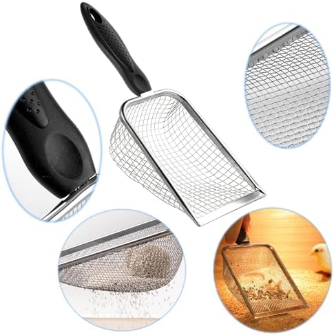 Cat Litter Scoop, Stainless Steel Cats Sturdy Mesh Scooper Kitty Metal Scooper Long Handle Scooper Shovel Sifter for All Litter Types Metal Cat Scooper for Litter Box - Image 4