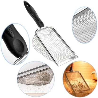 Cat Litter Scoop, Stainless Steel Cats Sturdy Mesh Scooper Kitty Metal Scooper Long Handle Scooper Shovel Sifter for All Litter Types Metal Cat Scooper for Litter Box - Image 4