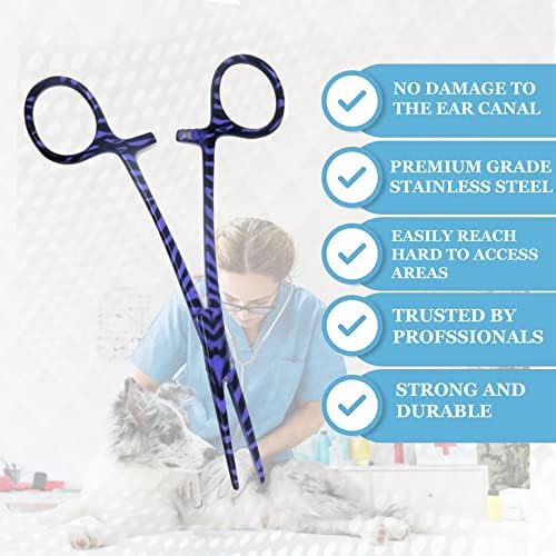 Dog Pet Ear/Nose Hair Puller Grooming Hemostat Locking Forceps Pliers, 5.5" (14cm), Straight (Purple Swirls) - Image 4
