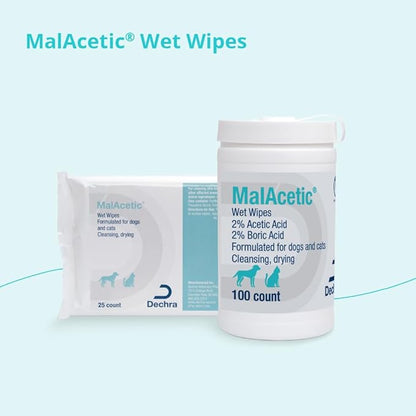 MalAcetic Wet Wipes for Dogs and Cats 100 Count