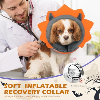 IEUUMLER Inflatable Recovery Dog Collar, Protective Donut Cone, Adjustable Soft Collar for Dog and Cat After Surgery Prevent from Biting & Scratching EU002 - Grey Demon L+ - Image 5