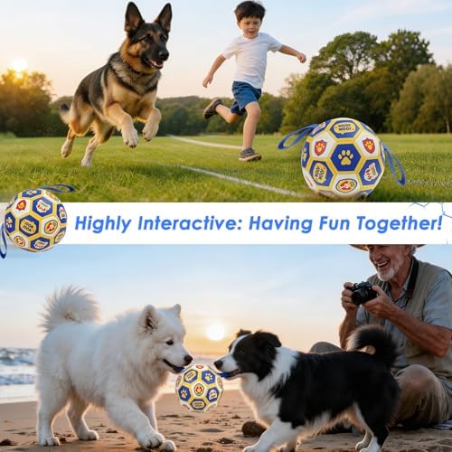 Vivifying Dog World Cup Soccer Ball Toy, 8 Inch Floatable Interactive Dog Toy for Large and Extra Large Dogs, Durable PU Enrichment Ball with Nylon Straps for Outdoor Fetch, Training & Playing - Image 5