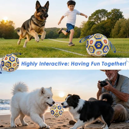 Vivifying Dog World Cup Soccer Ball Toy, 8 Inch Floatable Interactive Dog Toy for Large and Extra Large Dogs, Durable PU Enrichment Ball with Nylon Straps for Outdoor Fetch, Training & Playing - Image 5
