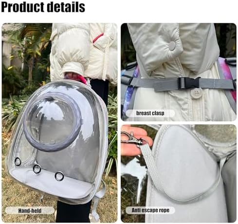 Galaxy Blue Cat Bubble Backpack,Back Expandable cat Backpack with Clear Window -Space Capsule Cat Carrier for Kitten Bunny Small Puppy Vet and Outdoor Adventure(Galaxy Blue) - Image 6