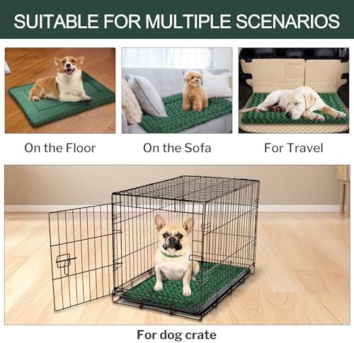 Dog Crate Pad Washable Cat Dog Pet Bed for Crate kennel Small Mat 24inGreen - Image 4