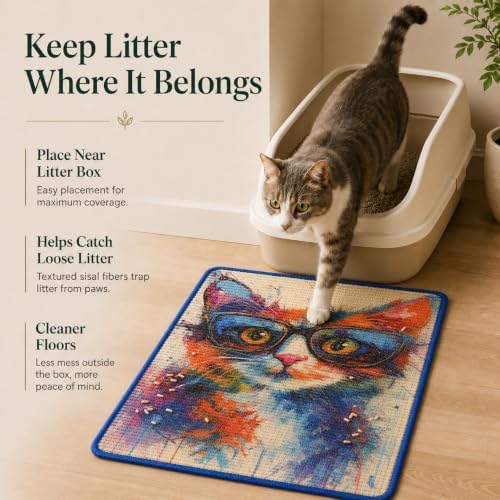 Art Sisal Cat Scratcher Mat, Cat Wall Scratchers for Indoor Cats - Image 3