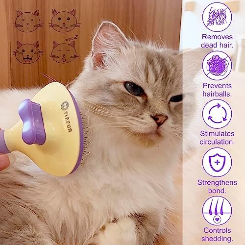 Cat Brush for Grooming and Shedding, Self-Cleaning Silicone Brush for Short and Long Haired Cats, Cat Gifts for Pet Lovers (purple) - Image 5