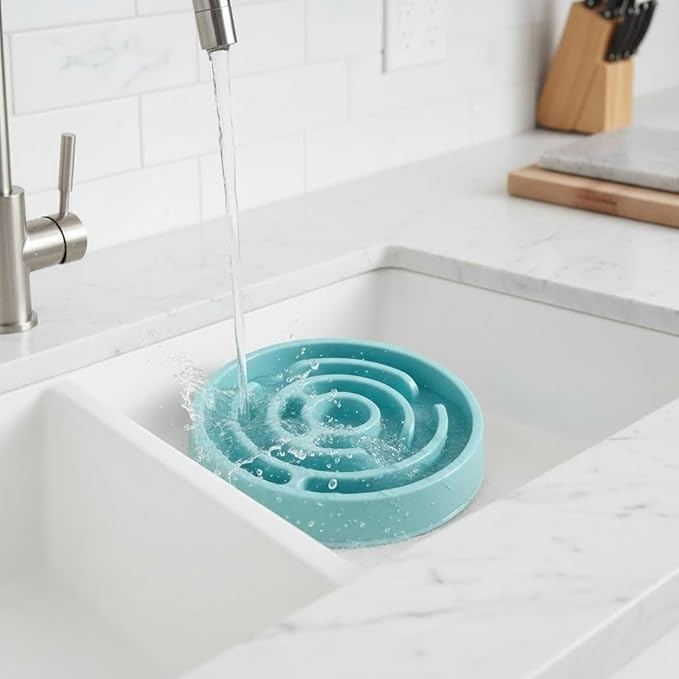 Pet Slow Feeder Bowl - Anti-Choking Maze Design, Universal for Dogs & Cats, Anti-Slip & Anti-Tip (Bowl-Light Blue)