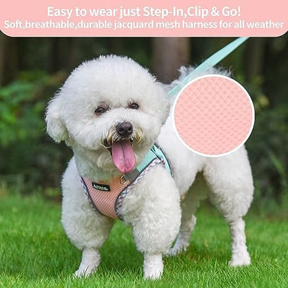 AIITLE XXS Dog Harness & Leash with Reflective Design, Turquoise-Pink XXS - Image 6