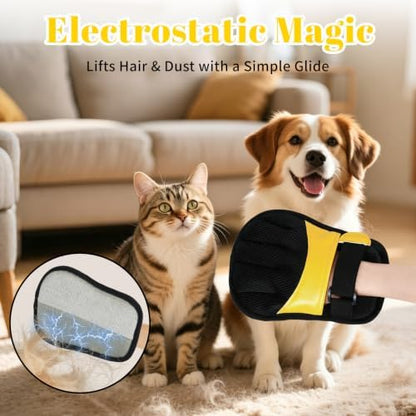 Pet Hair Remover Gloves Yellow Gold Static Hair Remover Reusable for Clothing, Sofa, Car Seat - Image 6