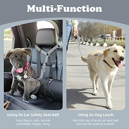 BWOGUE 2 Pack Dog Seat Belt for Car, Headrest Restraint Strap Set, Gray - Image 6