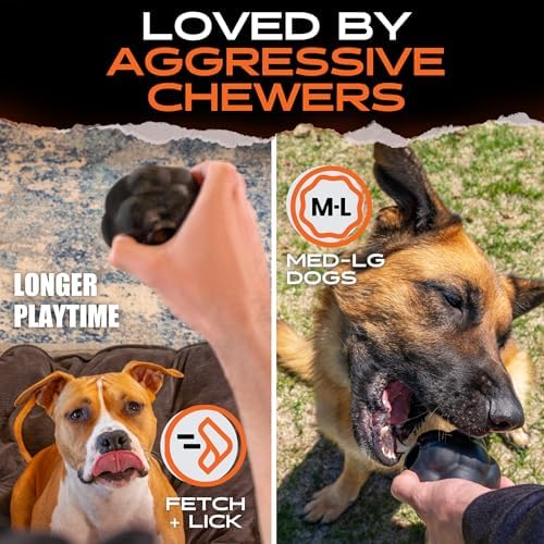Monster K9 Indestructible XL Dog Ball – Lifetime Replacement - Durable Dog Toy for Aggressive Chewers - Safe, Non-Toxic Natural Rubber - Chew, Fetch, Stuff with Treats - USA Made - 4” (Soft Ball Size) - Image 6