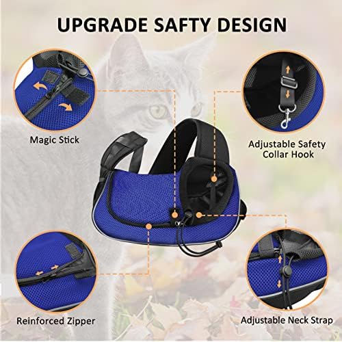 Gloppie Small Dog Sling Carrier for 5lb Dogs Breathable Puppy Sling Hands Free Travel Cat Carrier Klein Blue S - Image 4