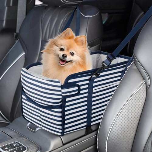 Portable Dog Car Seat for Small Dogs, Puppy Car Seat, Blue Stripes by NECKORY