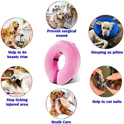 Inflatable Dog Cone Collar for After Surgery, Doggie Neck Blow up Donut Recovery ECollar, Soft Adjustable Dog Cone for Small Medium Large Dogs and Cats - Image 4