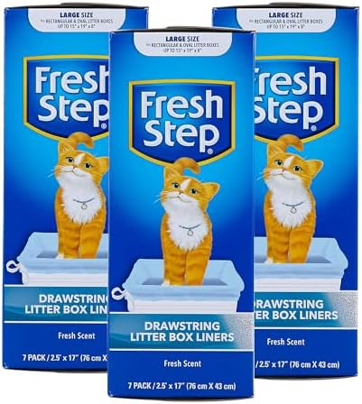 Fresh Step Drawstring Cat Litter Liners, Scented, 2.5 ft x 17 in, 7ct, 3-Pk by FreshStep