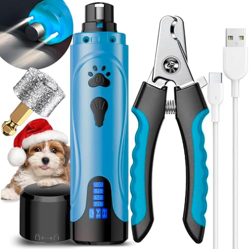 YABIFE Dog Nail Grinder, Dog Nail Trimmers and Clippers Kit, Super Quiet, Rechargeable, for Small Large Dogs Cats Toenail Claw Grooming,3 Speeds by Yabife