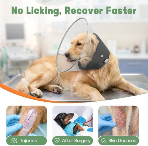 Dog Cone Collar with Soft Liner to Stop Licking, Elizabeth Recovery Collar After Surgery for Large Medium Dogs, Comfortable Pet Head Cone Alternative for Neutering Spay Injury - Image 3