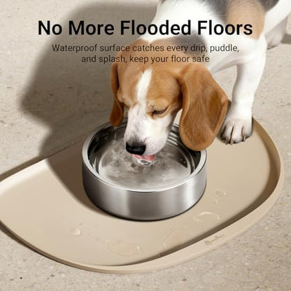 DownyPaws Dog Food Mat,Silicone Waterproof Feeding Mat, 24"×17", Almond - Image 3