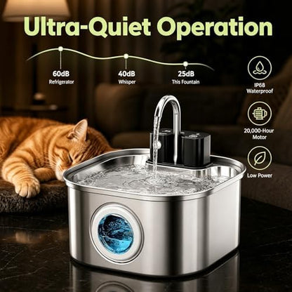 Cat Water Fountain Replacement Pump for 3.2L/108oz Wireless Stainless Steel Cat Fountains,Pet Fountain Pump for Cat and Dog Water Dispenser - Image 6