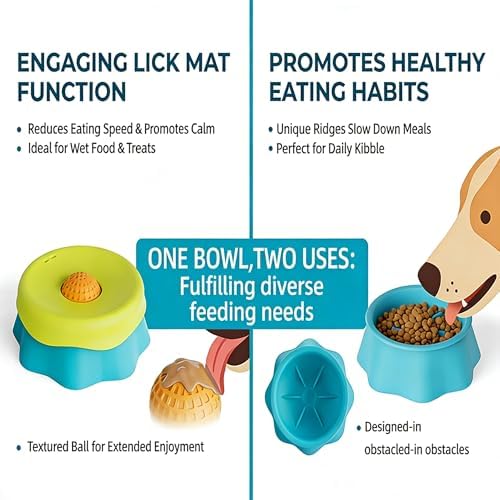 Slow Feeder Dog Bowl with Lick Ball, 2-in-1 Food Grade Silicone Dog Slow Eating Bowl, Detachable Anti-Choke Slow Feeder for Medium Large Dogs, Non-Slip Slow Eating Pet Bowl for Wet & Dry Food - Image 6