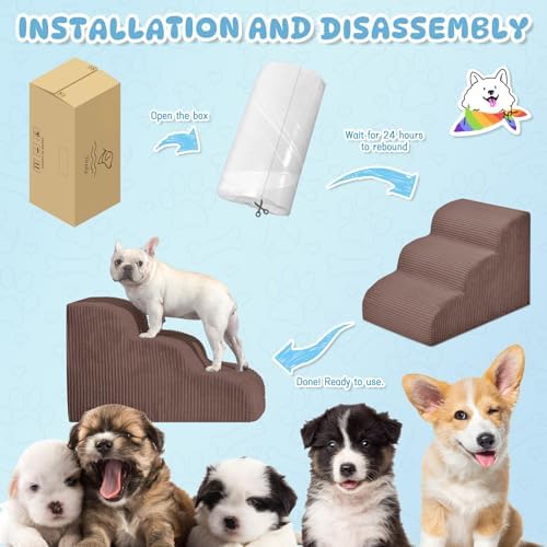 Mesa Lemon 3 Step Dog Stairs Pet Ramp for High Beds, Sofas and Cars - Image 6