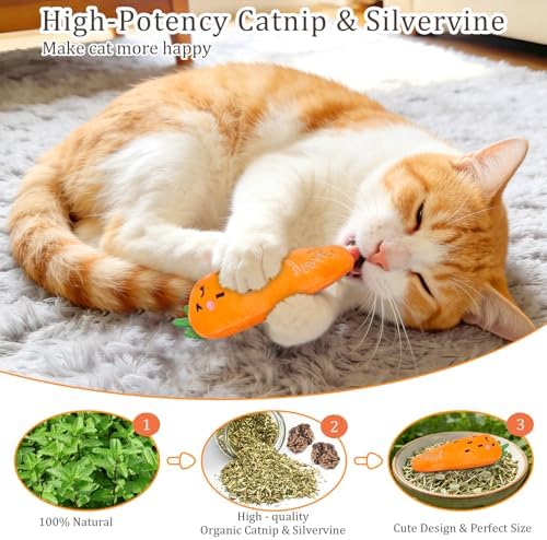 ETEKYER Catnip Cat Toys for Indoor Cats, Vegetable Shape 5 Pack - Image 2