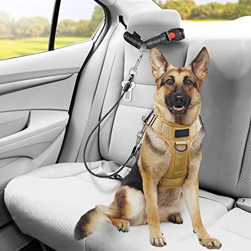 Chew Proof Dog Car Seat Belt, 2 in 1 Steel Cable Dog Car Accessories Headrest Restraint Doggie Car Seatbelt for Medium Large Dogs Chewer Heavy Duty Doggie Seatbelts for Cars Swivel Attach - Image 5