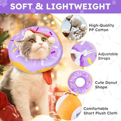 Cat Cone Collar Soft, Cat Recovery Collar for Wound Healing Cute Donut Adjustable Kitten Cones to Stop Licking Comfortable Lightweight Neck Elizabethan Collars for Kittens After Surgery - Image 4