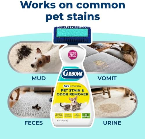 Carbona 2-in-1 Oxy-Powered Pet Stain & Odor Remover (22 Fl Oz, 1 Pack), Carpet Spot Cleaner Removes Urine Odor, Lifts Mud & Vomit Stains, Prevents Resoiling - Image 3