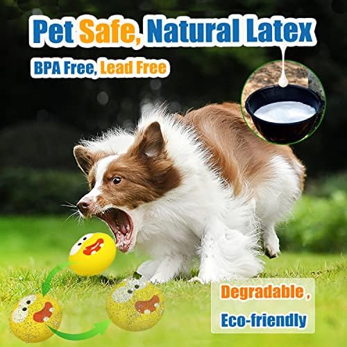 HOLYSTEED 3.3" Latex Squeaky Dog Toy for Large Dog, Medium Breed, Flat Ball - Image 4