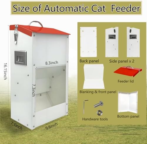 Gravity Automatic Cat Feeder Galvanized Small Animal Feeding Trough Food Dispenser for Cats Puppy 13L Outdoor Pets Feeder - Image 2