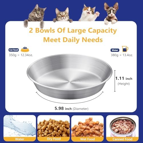 4-Pack 304 Stainless Steel Cat Food Bowls, Non-Slip Basic Dishes - Image 5