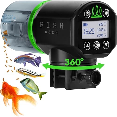 FISHNOSH Automatic Fish Feeder for Aquarium - New Generation 2026, Auto Food Dispenser with Timer for Small Tank, Big Aquariums & Pond (Green) by FISHNOSH