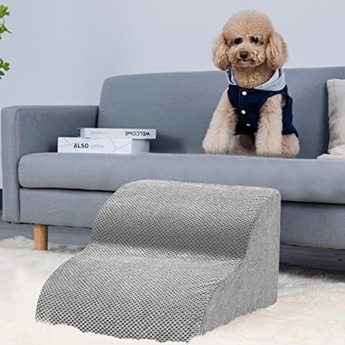 Dog Stairs for Small Dogs, High Density Foam Dog Ramp, Extra Wide Non-Slip Pet Steps for High Beds Or Couch, Soft Foam Doggie Ladder for Dogs Injured, Older Pets, Small Cats by Heeyoo