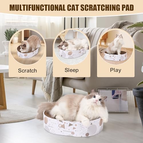 SMARTBEAN Oval Sturdy Cat Scratching Cardboard Pad Breathable Cat Scratch Pad, Cat Scratching Cardboard for Indoor Cats, Furniture Protecter - Image 4